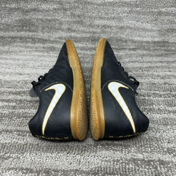 Nike Men\'s Tiempo Black White Tan Soft Leather Lace Up Soccer Cleats Shoe Size 8